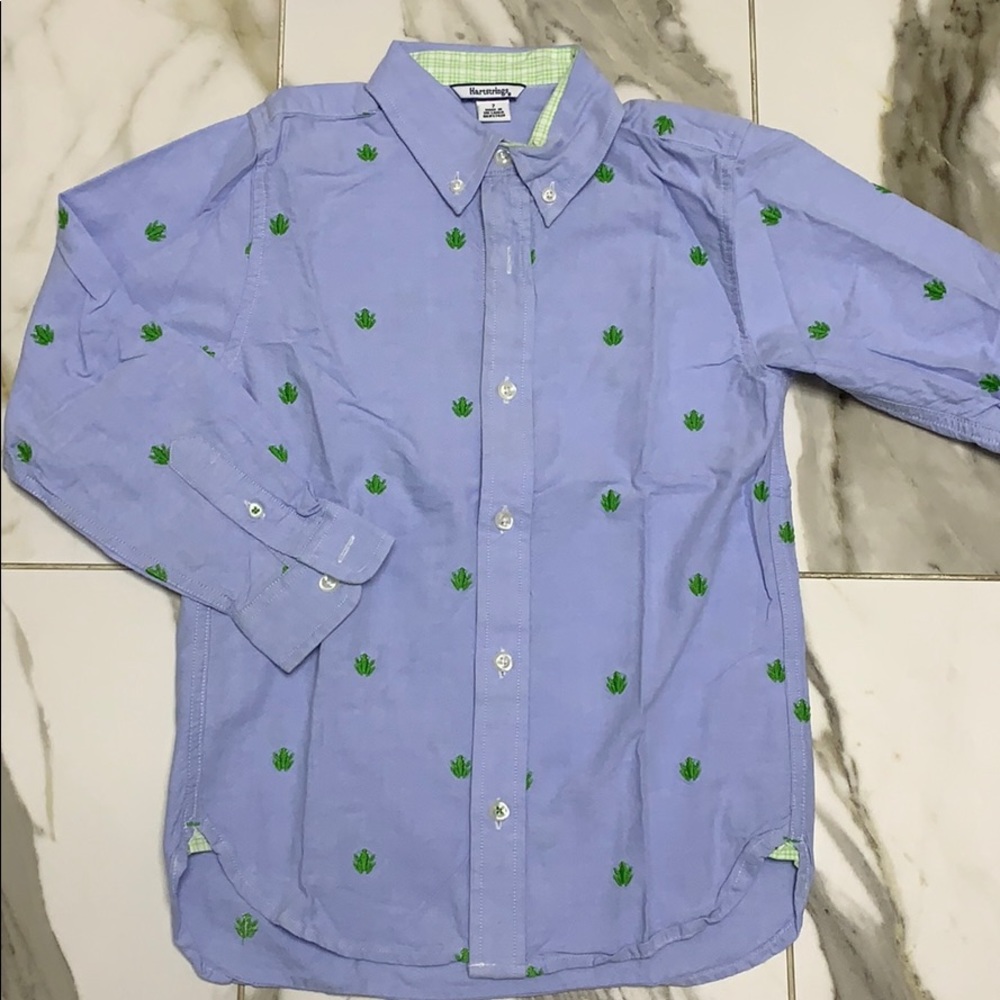 Hartstrings boys’ frog critter button down shirt